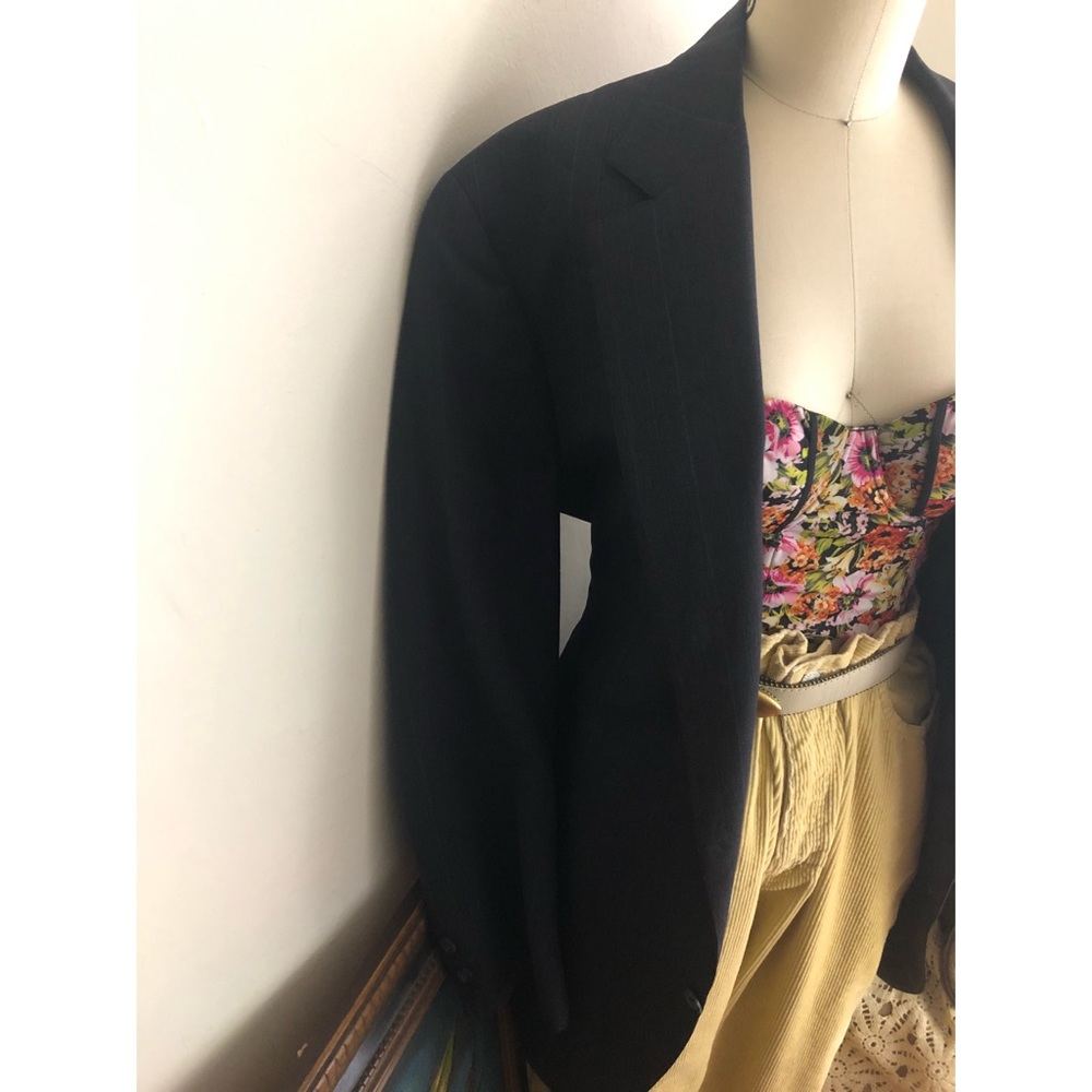 Vintage-Brooks Brothers-Striped-Oversized Blazer - Picture 3 of 8